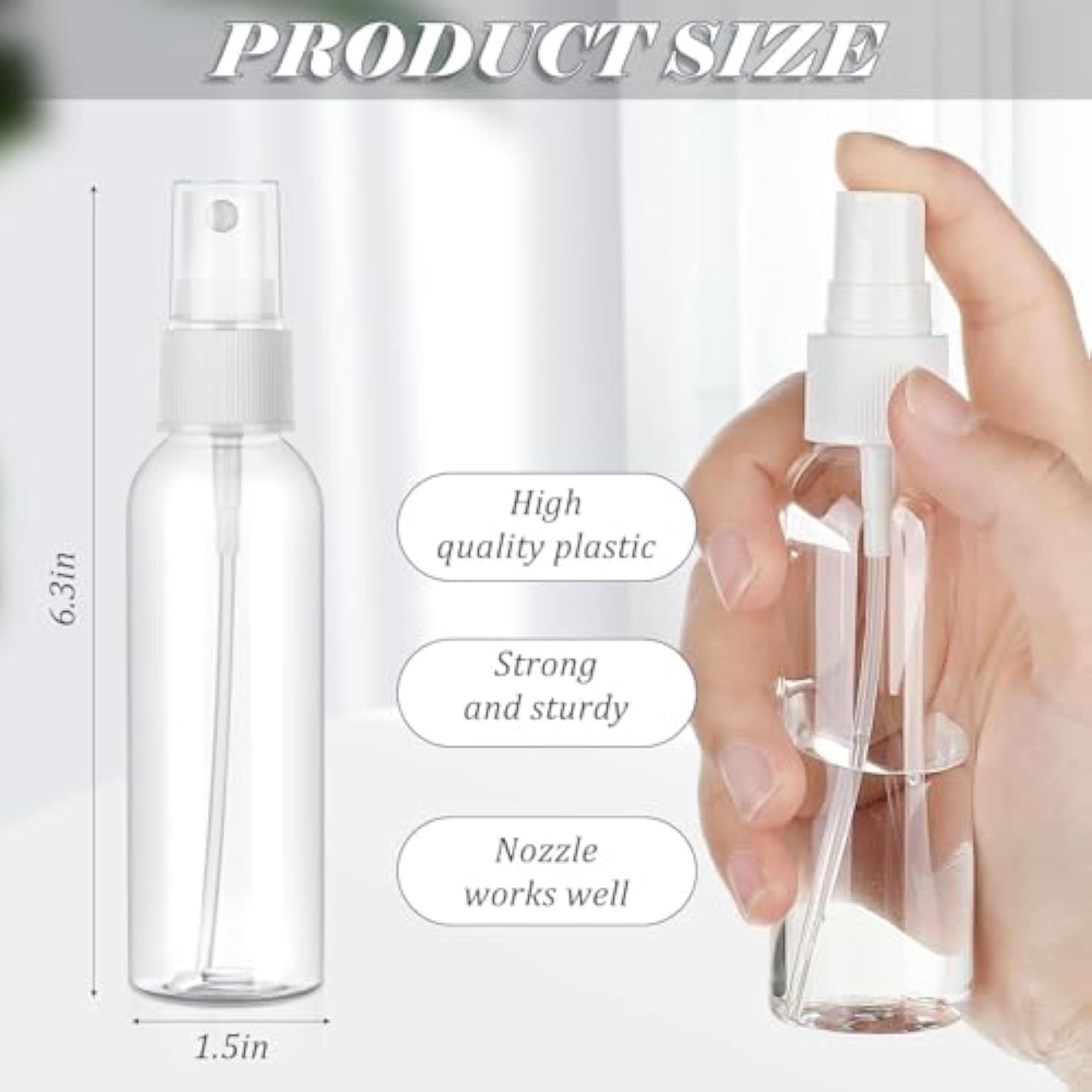 Transparent Plastic Empty Refillable Fine Mist Spray Bottle